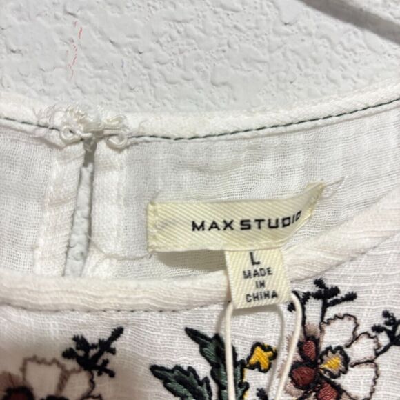 NWT Max Studio Women's Large White Embroidered Round Neck Sleeveless Maxi Dress‎ - Picture 11 of 15